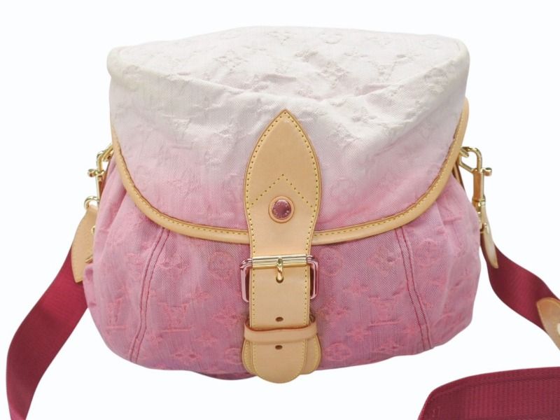 Louis Vuitton Shoulder Bag Monogram Denim Sunshine Pink White Gold — view 2