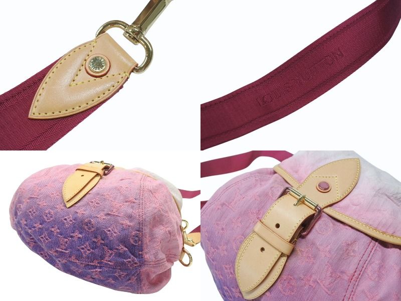 Louis Vuitton Shoulder Bag Monogram Denim Sunshine Pink White Gold — view 5