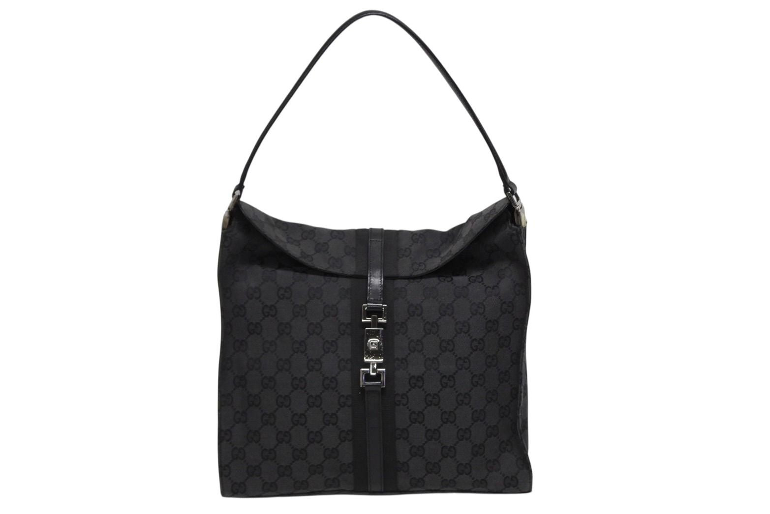 Gucci Tote Bag GG Canvas Black Metal