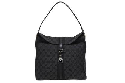 Gucci Tote Bag GG Canvas Black Metal