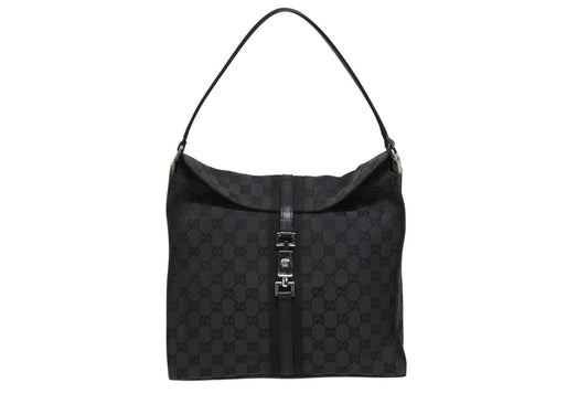 Gucci Tote Bag GG Canvas Black Metal