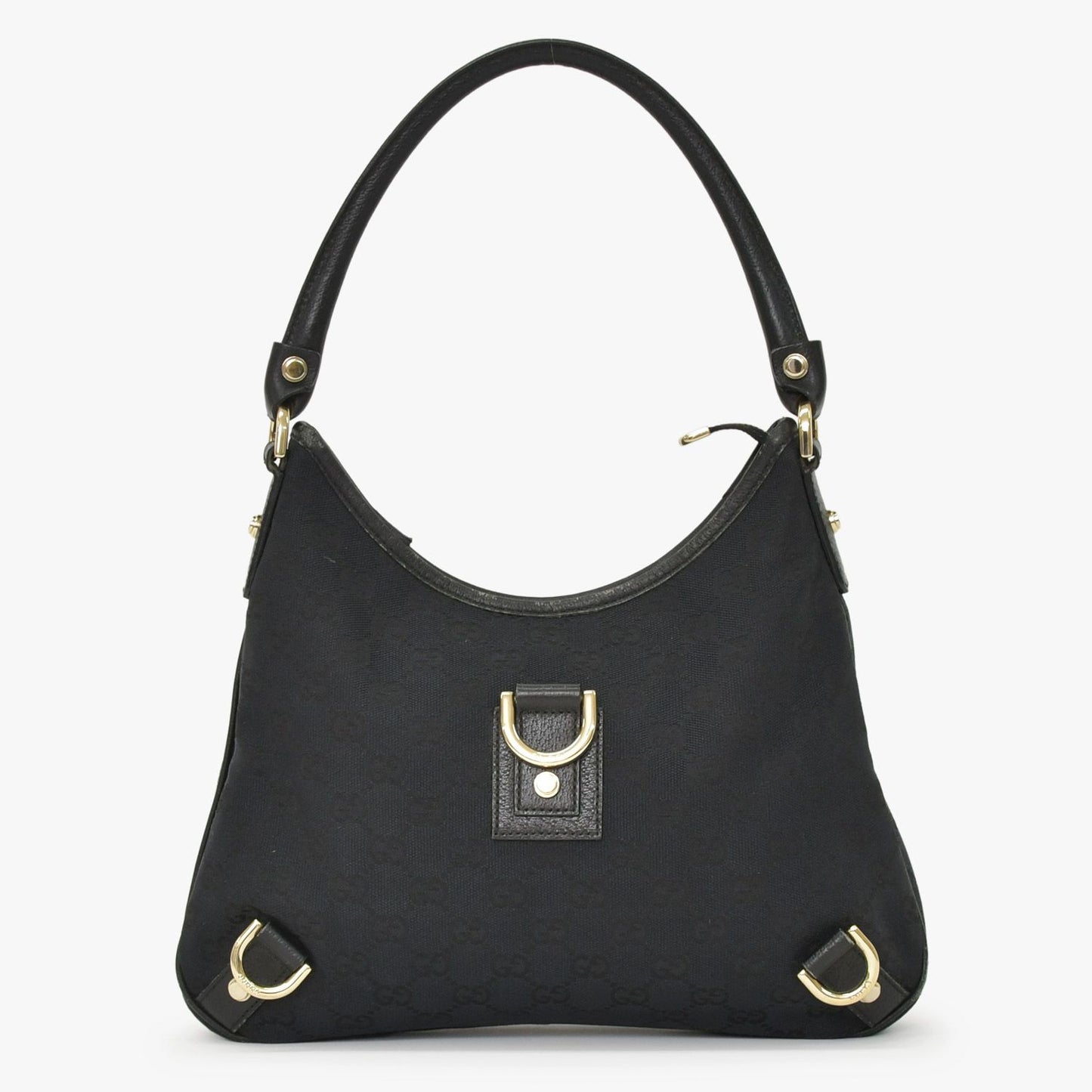 Gucci Handbag GG Canvas Leather Black Gold