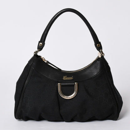 Gucci Abbey GG Canvas Shoulder Bag Leather Black