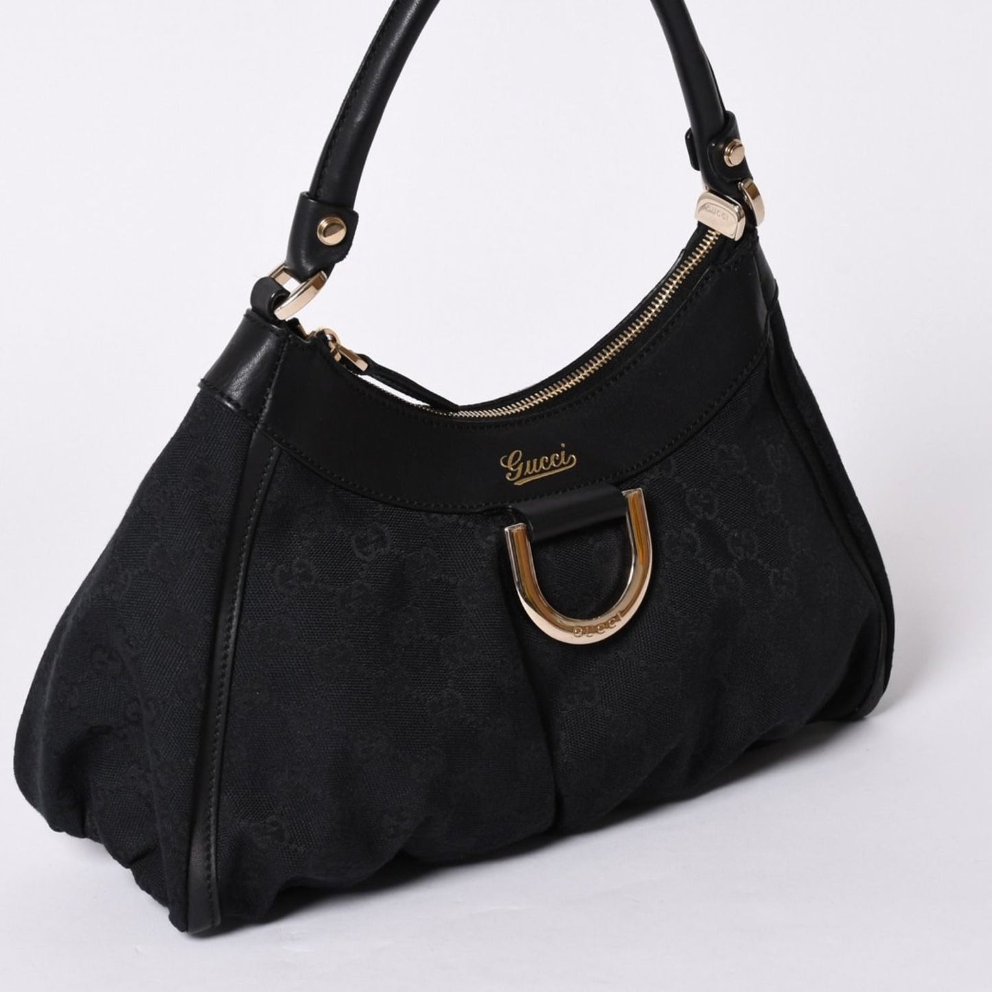 Gucci Abbey GG Canvas Shoulder Bag Leather Black — view 3