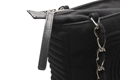 Chanel Chain Handbag CC Logo Quilted Black Cotton Jersey Silver — view 6