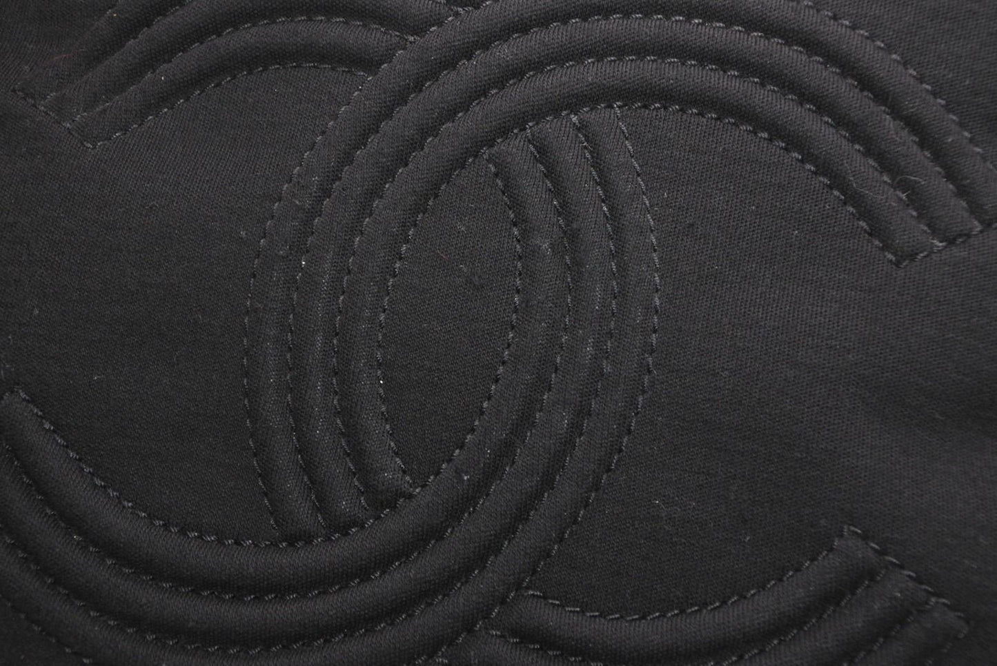 Chanel Chain Handbag CC Logo Quilted Black Cotton Jersey Silver — view 5