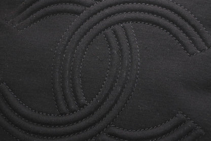 Chanel Chain Handbag CC Logo Quilted Black Cotton Jersey Silver — view 5