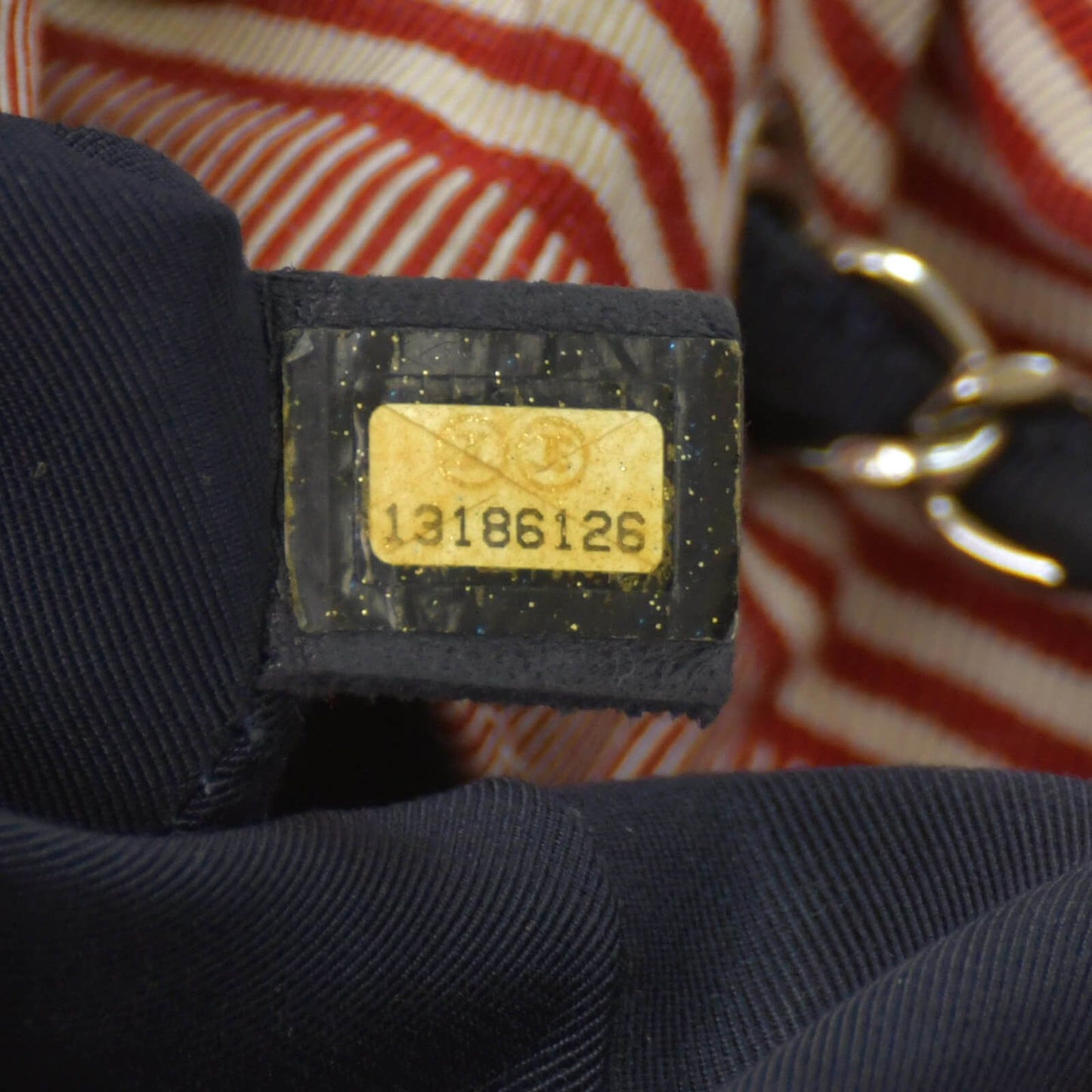 Chanel Coco Cabas GM Chain Tote Bag CC Logo Denim Canvas Stripe Silver — view 7