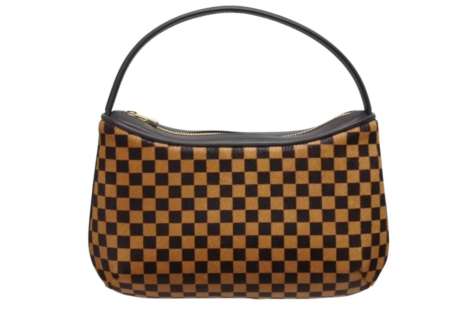 Louis Vuitton Damier Sauvage Tiger Handbag Calf Hair Leather Brown Gold