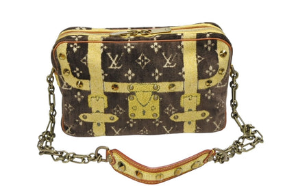 Louis Vuitton Monogram Trompeouille Trocadero Shoulder Bag Brown Yellow Velvet