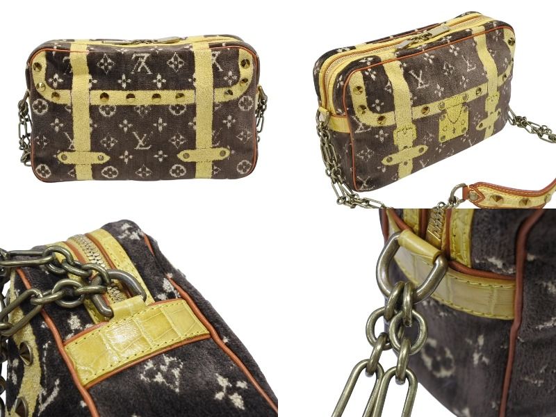 Louis Vuitton Monogram Trompeouille Trocadero Shoulder Bag Brown Yellow Velvet — view 3