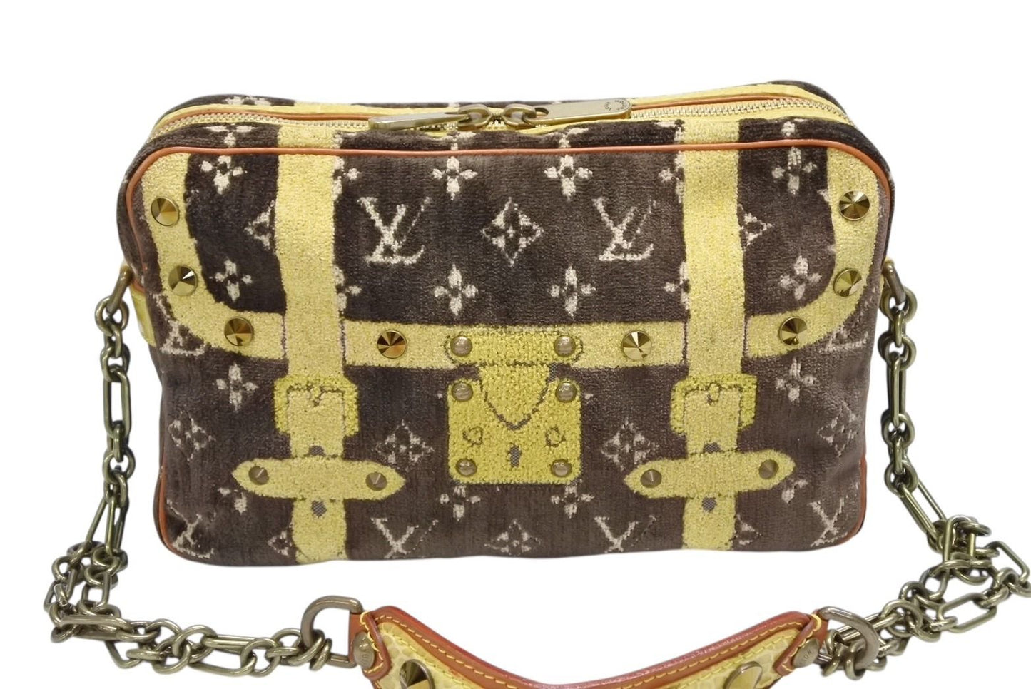 Louis Vuitton Monogram Trompeouille Trocadero Shoulder Bag Brown Yellow Velvet — view 2
