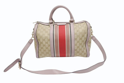 Gucci Shoulder Bag 2-Way GG Canvas Leather Beige Light Purple