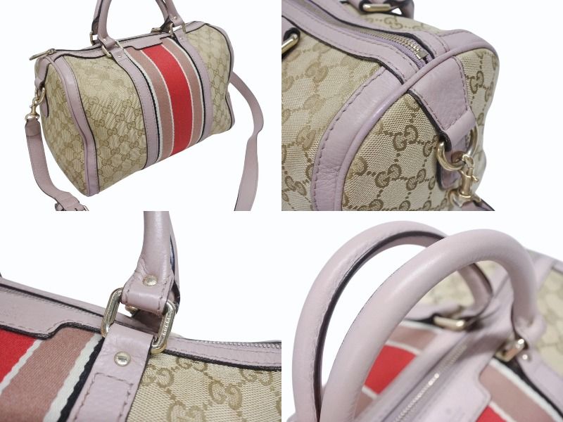 Gucci Shoulder Bag 2-Way GG Canvas Leather Beige Light Purple — view 4