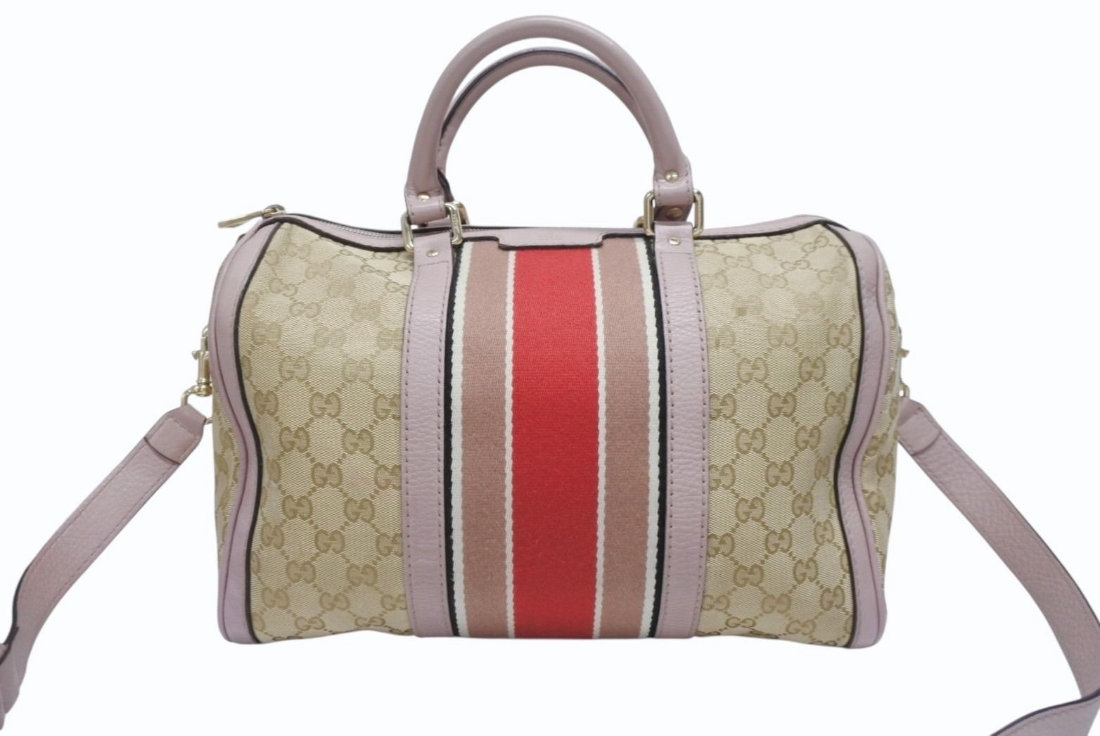 Gucci Shoulder Bag 2-Way GG Canvas Leather Beige Light Purple — view 2