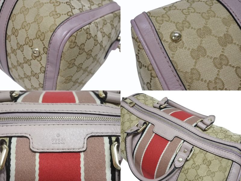 Gucci Shoulder Bag 2-Way GG Canvas Leather Beige Light Purple — view 7