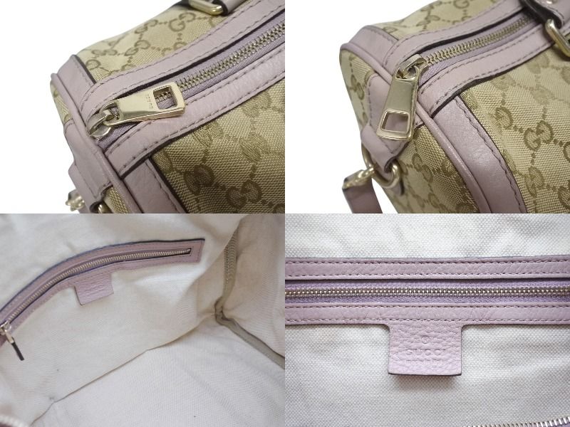Gucci Shoulder Bag 2-Way GG Canvas Leather Beige Light Purple — view 8