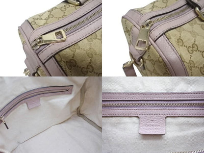 Gucci Shoulder Bag 2-Way GG Canvas Leather Beige Light Purple — view 8
