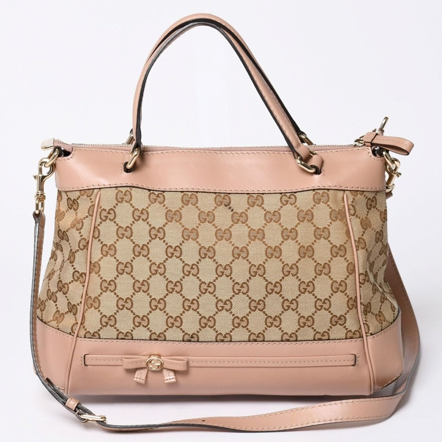 Gucci GG Canvas 2-Way Shoulder Bag Pink Brown