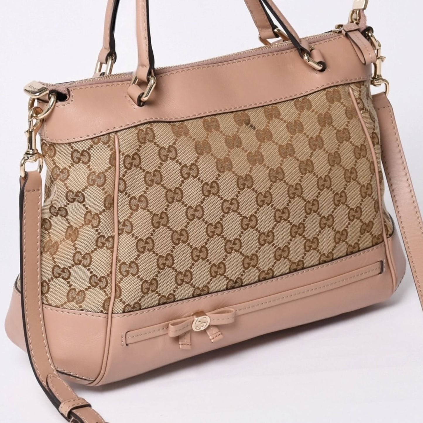 Gucci GG Canvas 2-Way Shoulder Bag Pink Brown — view 3