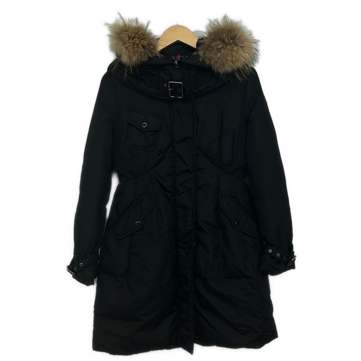 Moncler Down Coat 0 XS Phalangere Black Long Sleeve Fur Winter