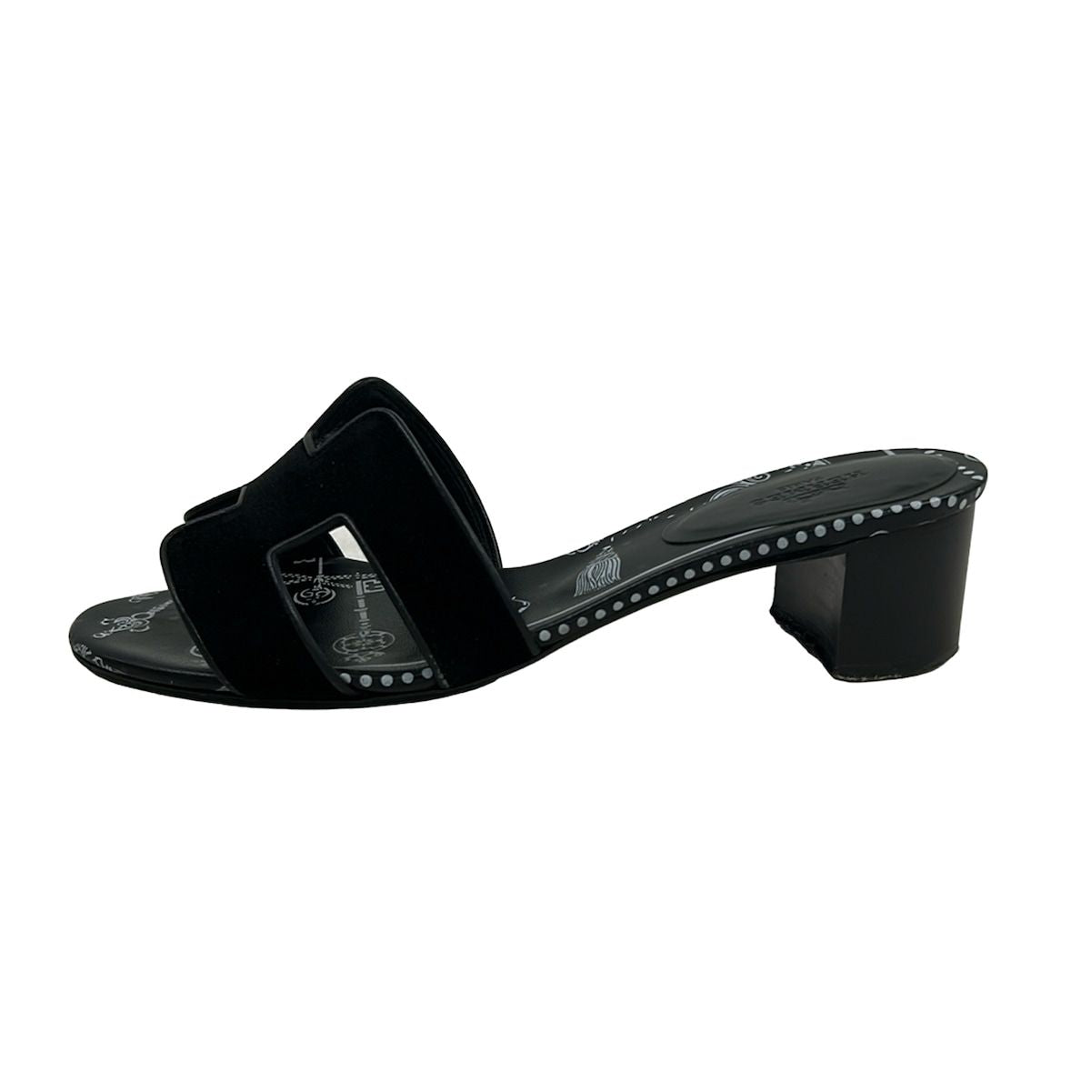 Hermes Sandals 36 Oasis Black White Key Chain Leather