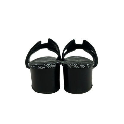 Hermes Sandals 36 Oasis Black White Key Chain Leather — view 3