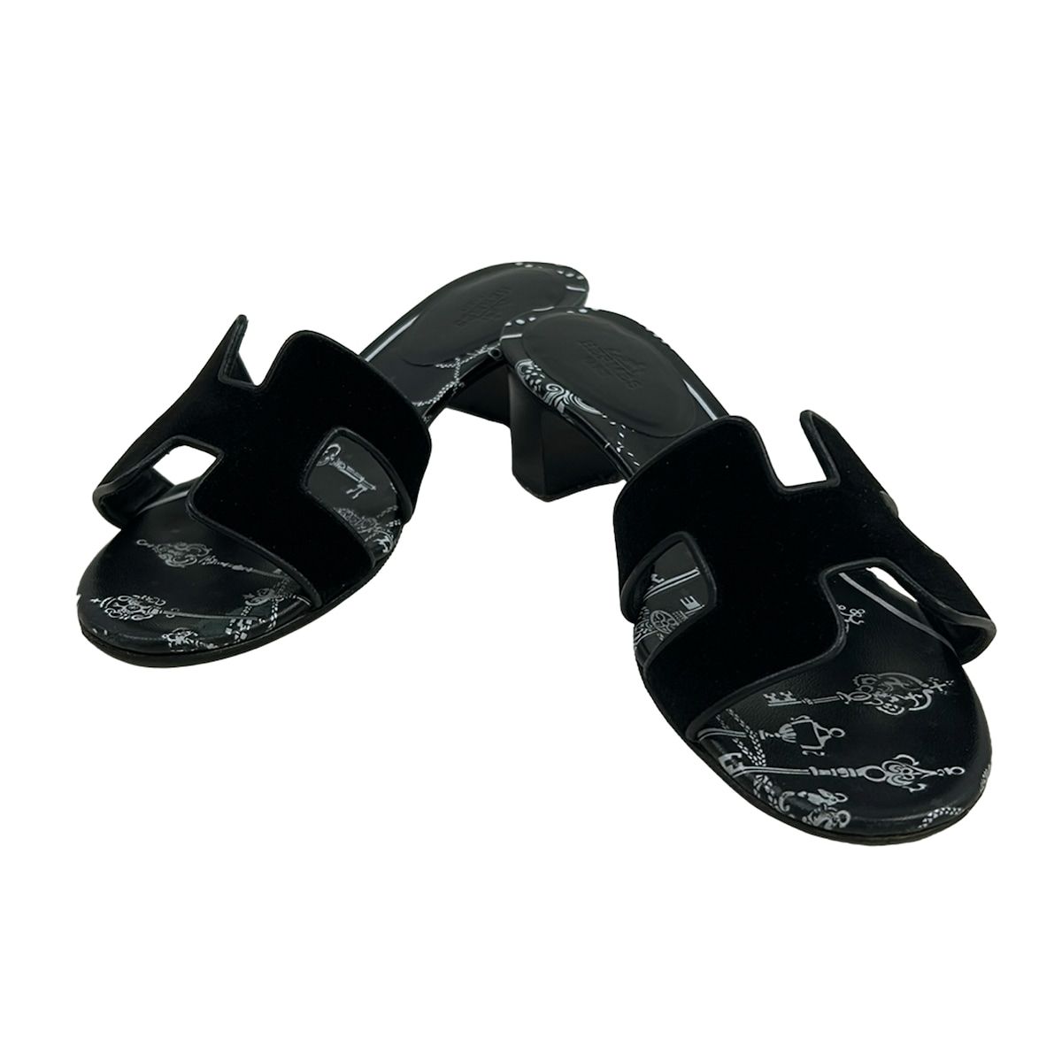 Hermes Sandals 36 Oasis Black White Key Chain Leather — view 2