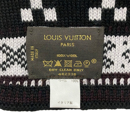 Louis Vuitton Shawl Black Dark Gray Light Wool Scarf — view 2