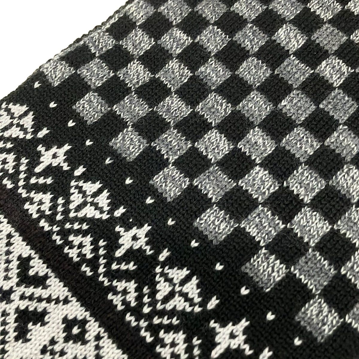 Louis Vuitton Shawl Black Dark Gray Light Wool Scarf — view 3