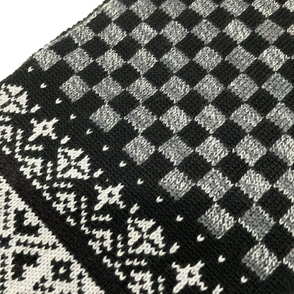 Louis Vuitton Shawl Black Dark Gray Light Wool Scarf — view 3
