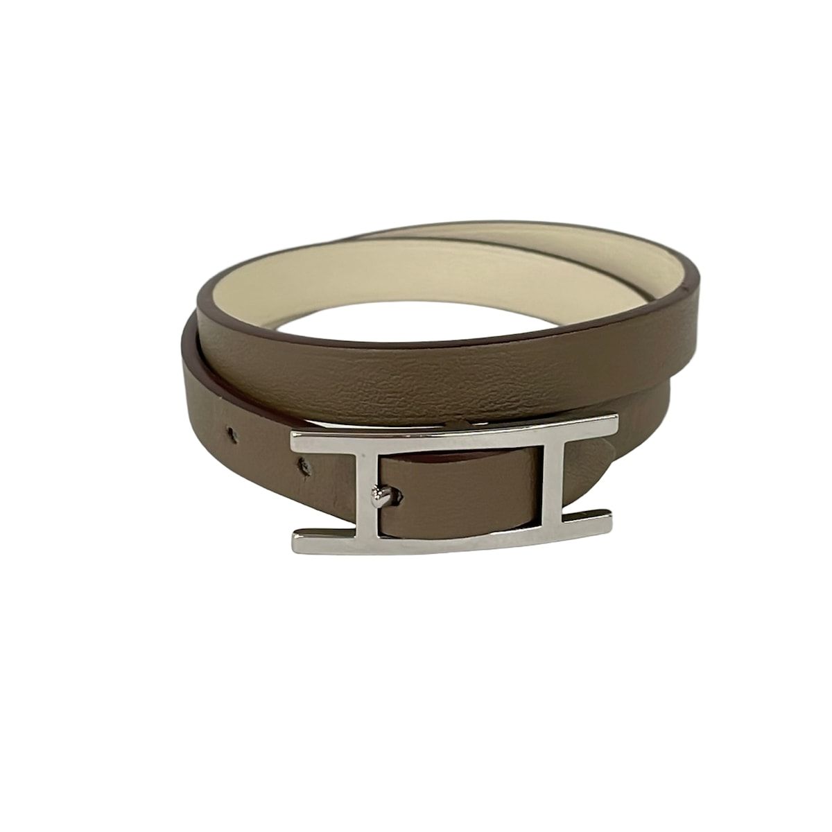 Hermes Bracelet Behapi Double Tour Etoupe Nata Silver