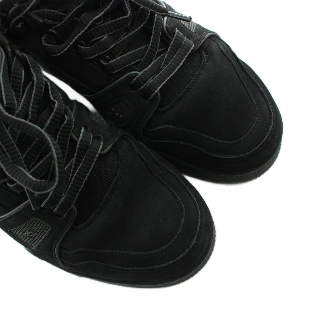 Louis Vuitton LV Trainer Line Sneakers Suede Leather Logo 6 Black — view 3