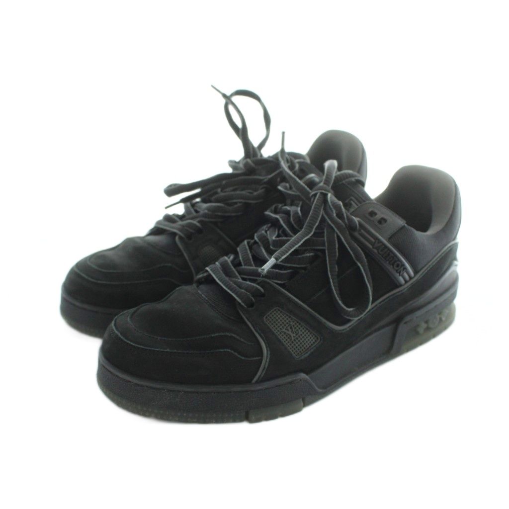 Louis Vuitton LV Trainer Line Sneakers Suede Leather Logo 6 Black — view 2
