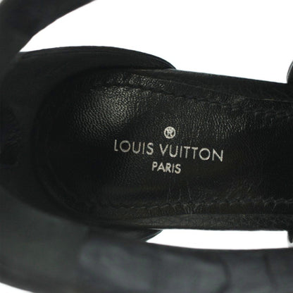 Louis Vuitton Horizon Line Sandals High Heels Logo Leather Gold 34 Black — view 7