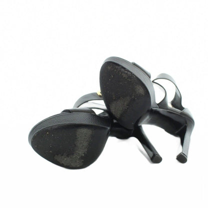 Louis Vuitton Horizon Line Sandals High Heels Logo Leather Gold 34 Black — view 6