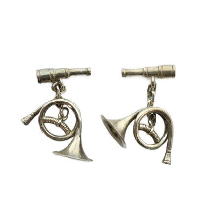 Hermes Color Pin Logo Horn Telescope Musical Instrument Silver Shoulder