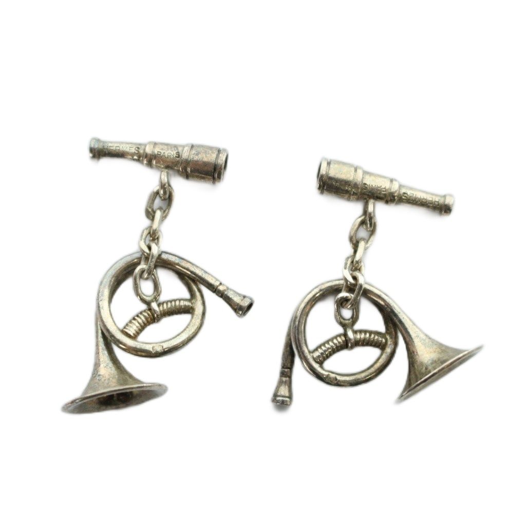 Hermes Color Pin Logo Horn Telescope Musical Instrument Silver Shoulder — view 2