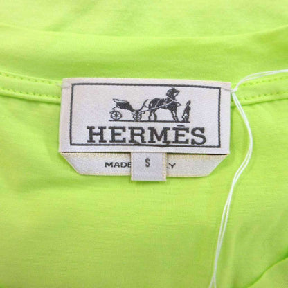 Hermes T-Shirt S Yellow Green Lime Round Neck Short Sleeve Top PP — view 3
