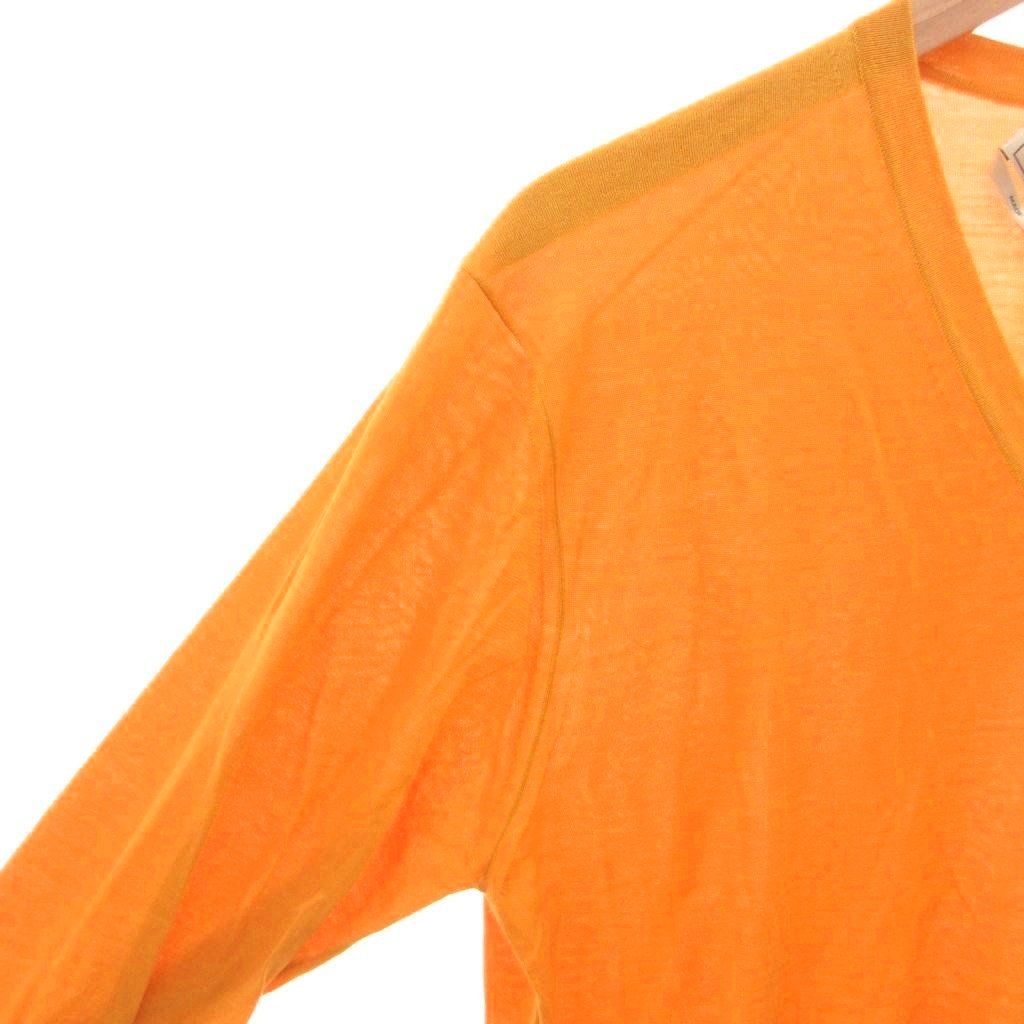 Hermes Knit Sweater Silk Lightweight V-neck Long Sleeve M Yellow — view 4