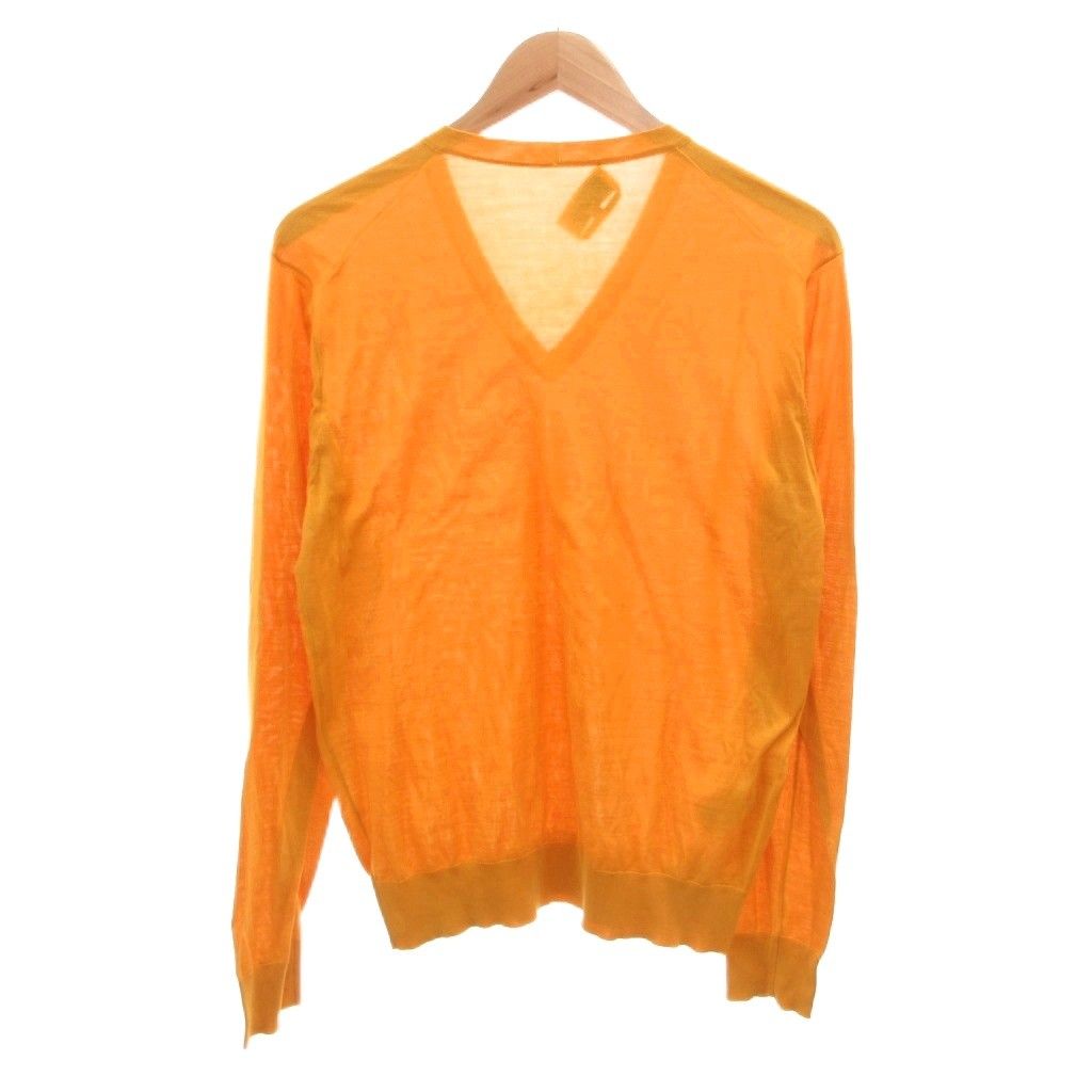 Hermes Knit Sweater Silk Lightweight V-neck Long Sleeve M Yellow — view 2