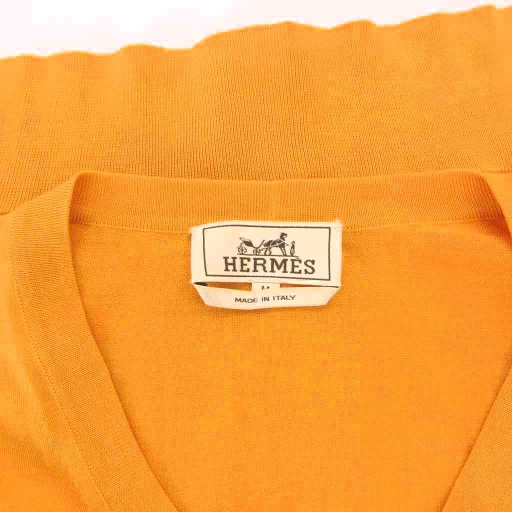 Hermes Knit Sweater Silk Lightweight V-neck Long Sleeve M Yellow — view 6