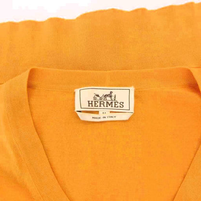 Hermes Knit Sweater Silk Lightweight V-neck Long Sleeve M Yellow — view 6