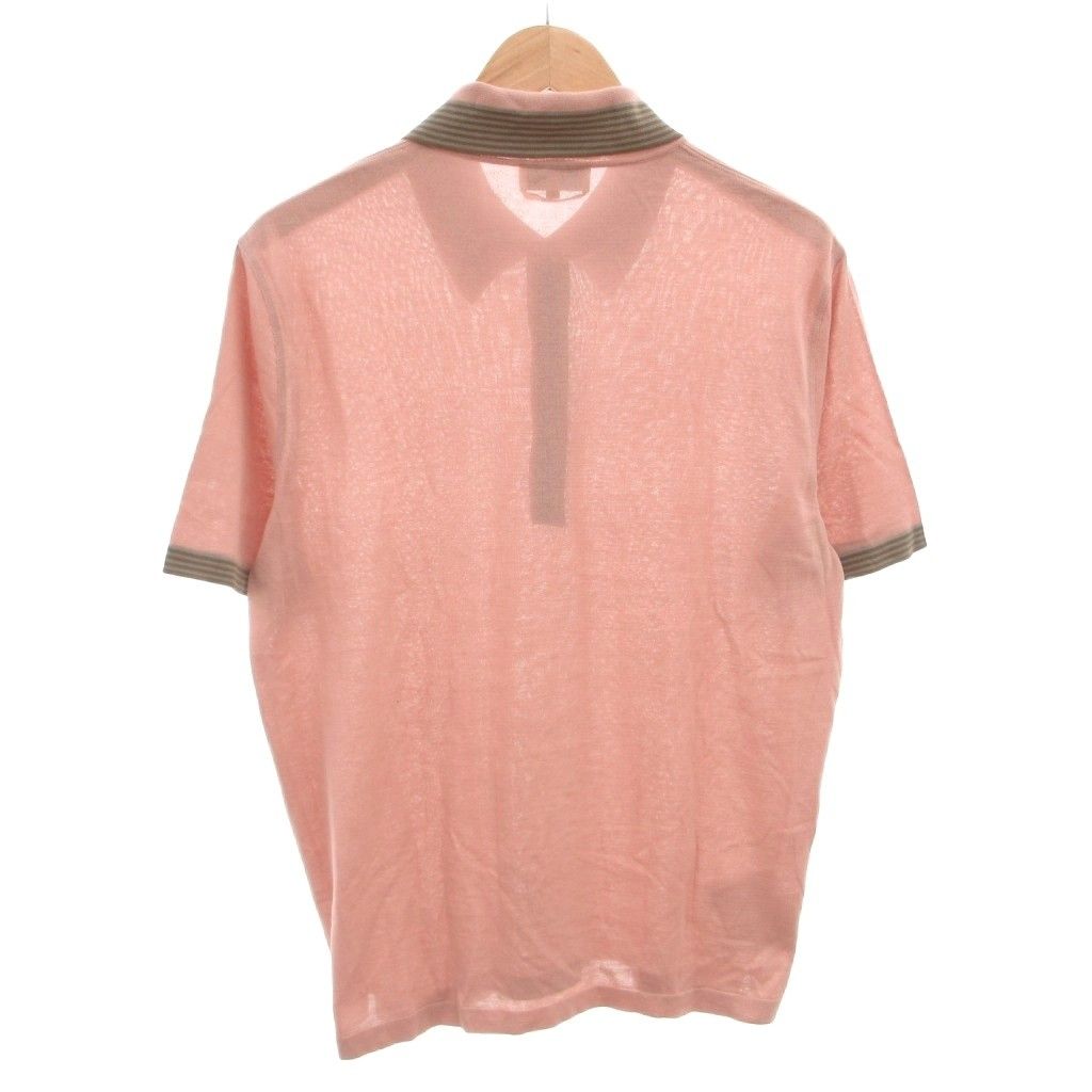 Hermes Polo Shirt Top Cotton Short Sleeve L Pink — view 2