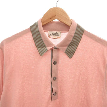 Hermes Polo Shirt Top Cotton Short Sleeve L Pink — view 3