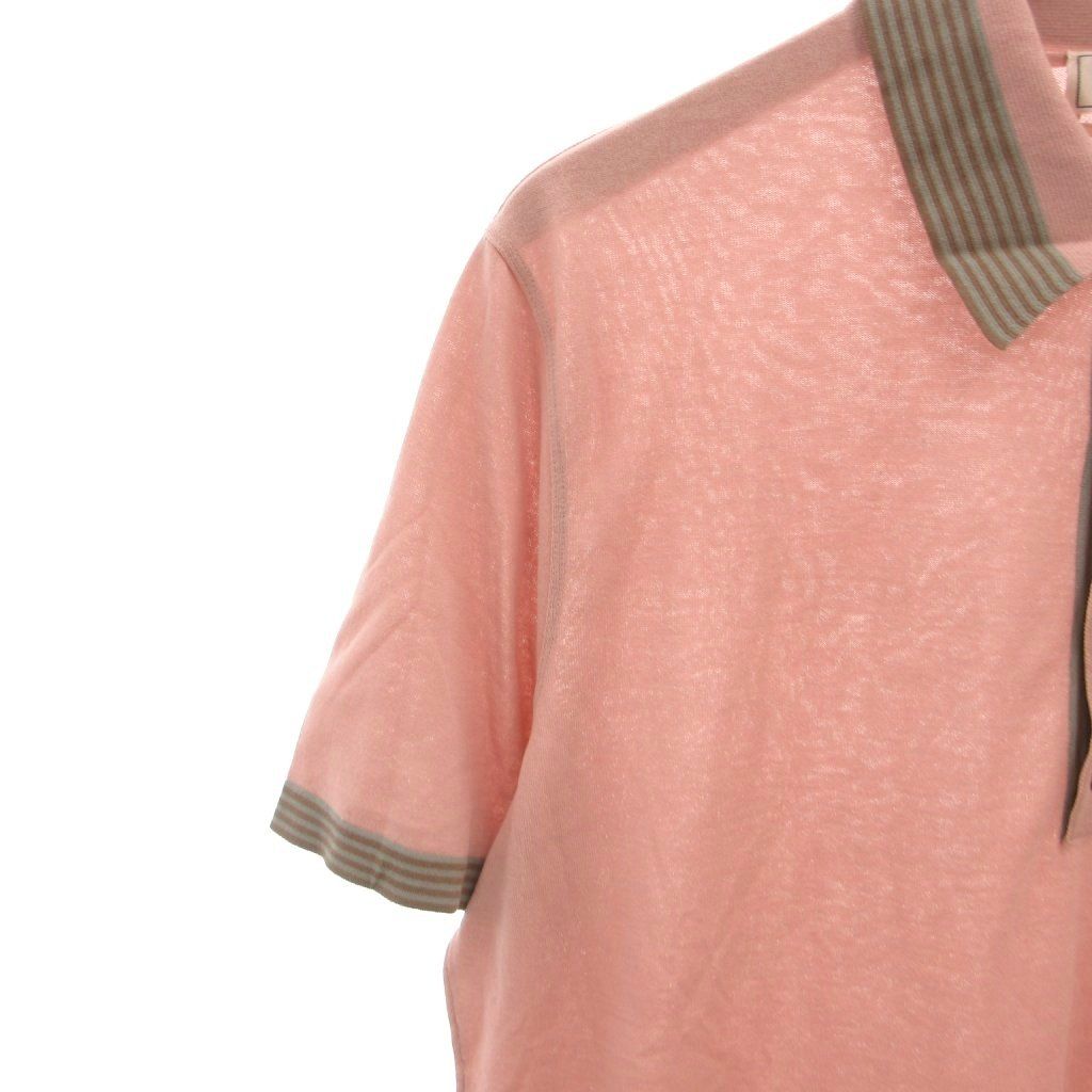 Hermes Polo Shirt Top Cotton Short Sleeve L Pink — view 4