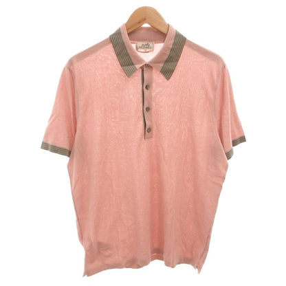 Hermes Polo Shirt Top Cotton Short Sleeve L Pink