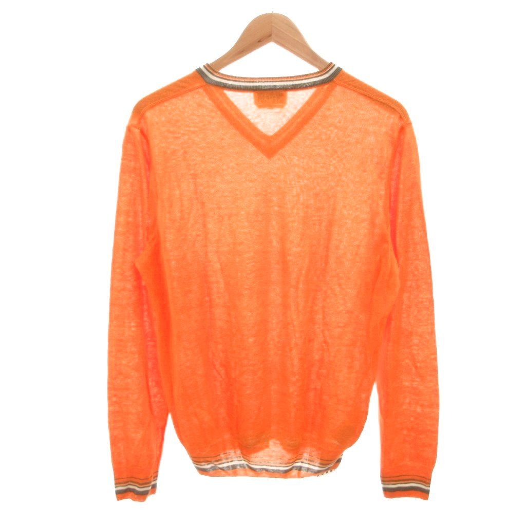 Hermes Knit Sweater Long Sleeve Silk Blend Linen Neck M Orange — view 2