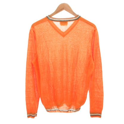 Hermes Knit Sweater Long Sleeve Silk Blend Linen Neck M Orange — view 2