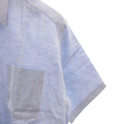 Hermes Dress Shirt Short Sleeve Linen Hemp 16 41 Blue — view 4
